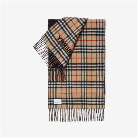 burberry indigo check scarf|Reversible Check Cashmere Scarf in Dark grey/indigo.